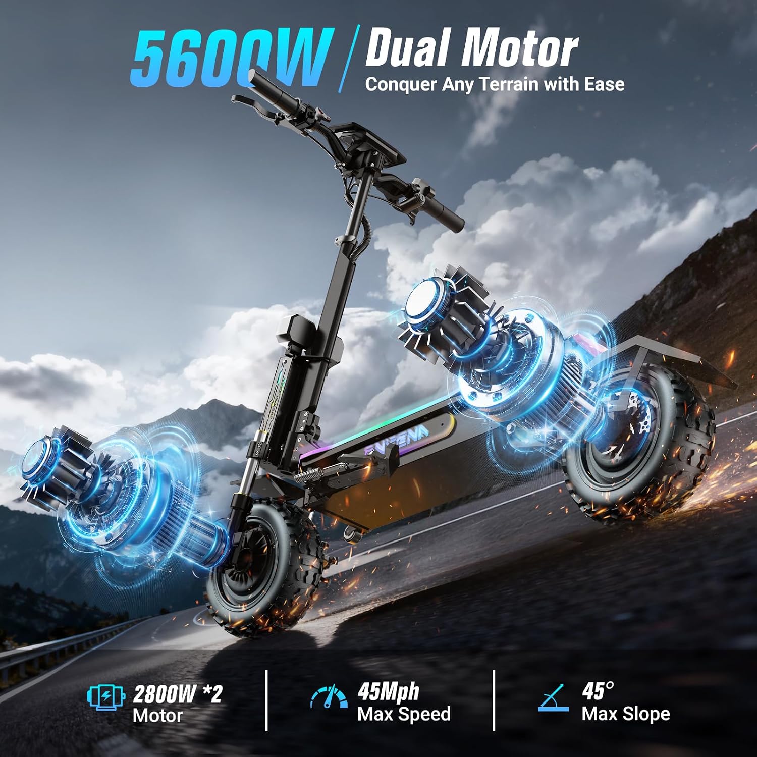 60V 5600W Dual Motor Electric Scooter - Monopattini Elettrici per Adulti - 5600W