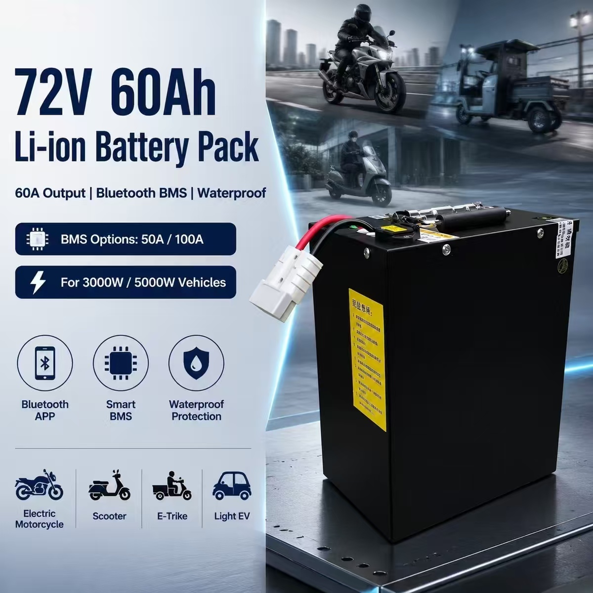 72V 60Ah Lifepo4 Battery Pack - Batteria agli ioni di litio polimerica