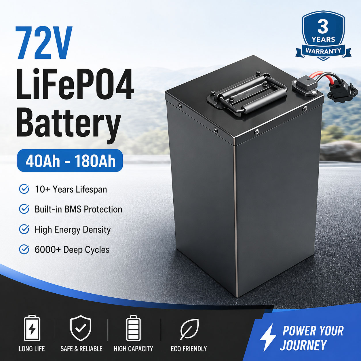 72V 60Ah Lifepo4 Battery Pack - Nuova Batteria al Litio LiFePO4 per